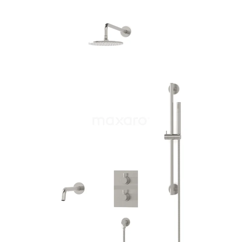 Radius Built-in Bath tap with rain shower | Stainless steel Thermostatic DIR55-00025
