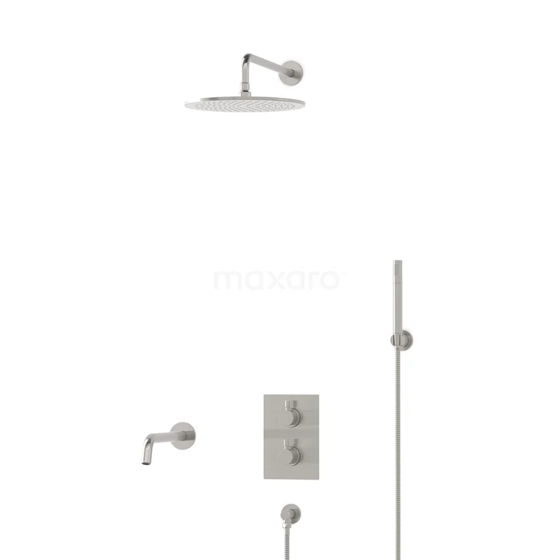 Radius Built-in Bath tap with rain shower | Stainless steel Thermostatic DIR55-00053