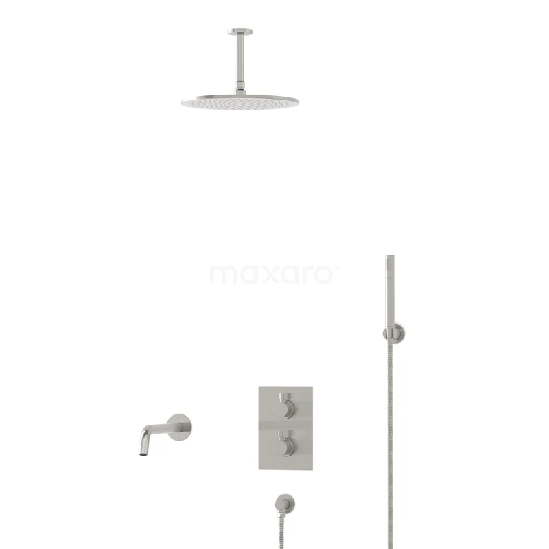 Radius Built-in Bath tap with rain shower | Stainless steel Thermostatic DIR55-00059