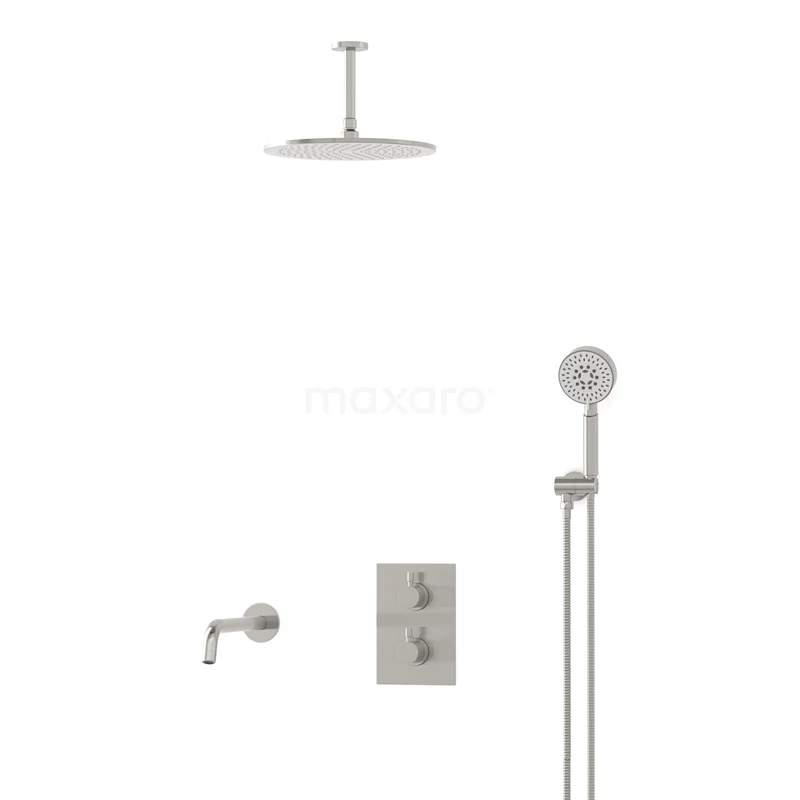 Radius Built-in Bath tap with rain shower | Stainless steel Thermostatic DIR55-00071