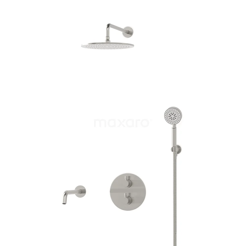 Radius Built-in Bath tap with rain shower | Stainless steel Thermostatic DIR55-00078