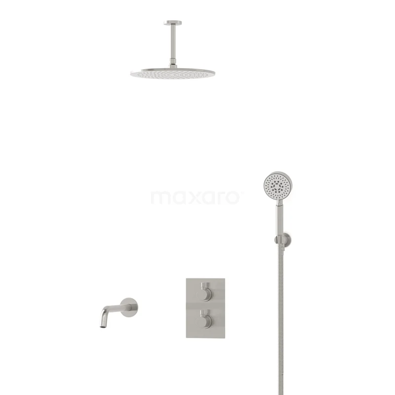 Radius Built-in Bath tap with rain shower | Stainless steel Thermostatic DIR55-00083