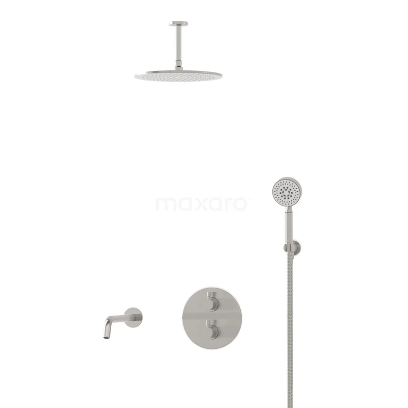 Radius Built-in Bath tap with rain shower | Stainless steel Thermostatic DIR55-00084