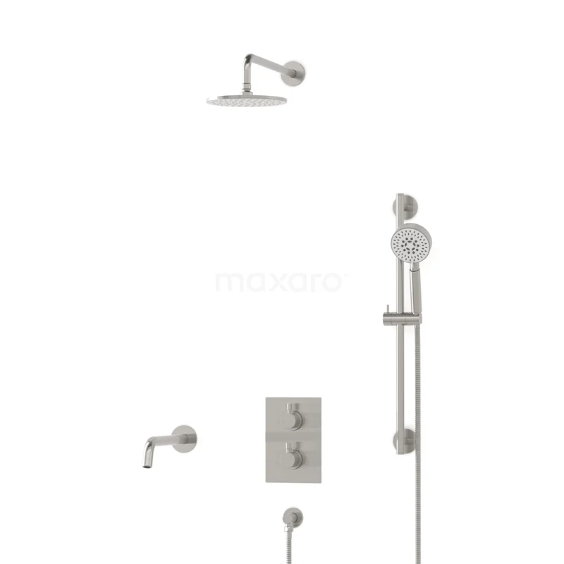 Radius Built-in Bath tap with rain shower | Stainless steel Thermostatic DIR55-00085