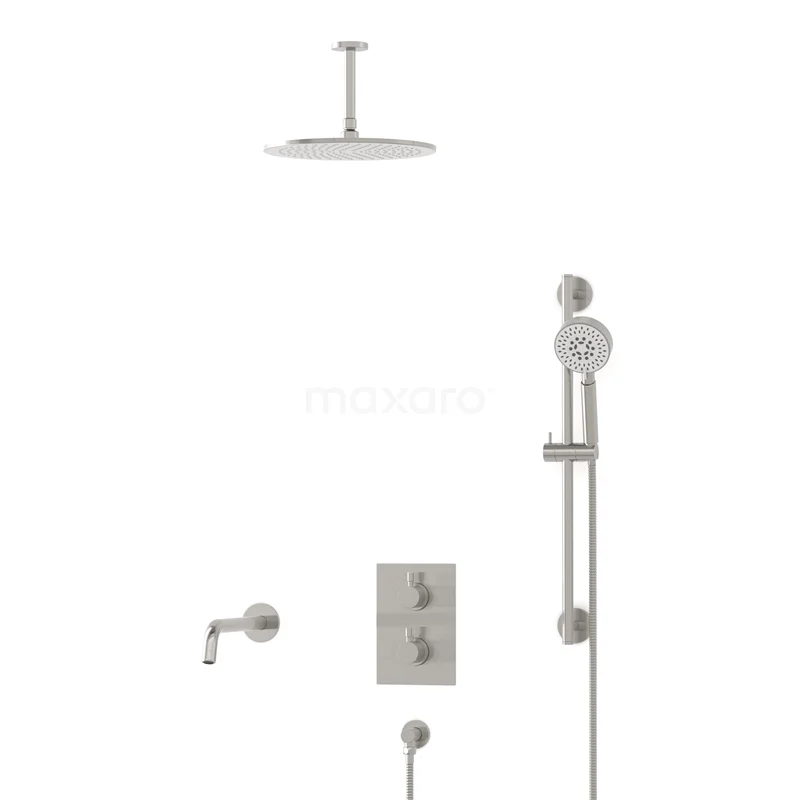 Radius Built-in Bath tap with rain shower | Stainless steel Thermostatic DIR55-00095