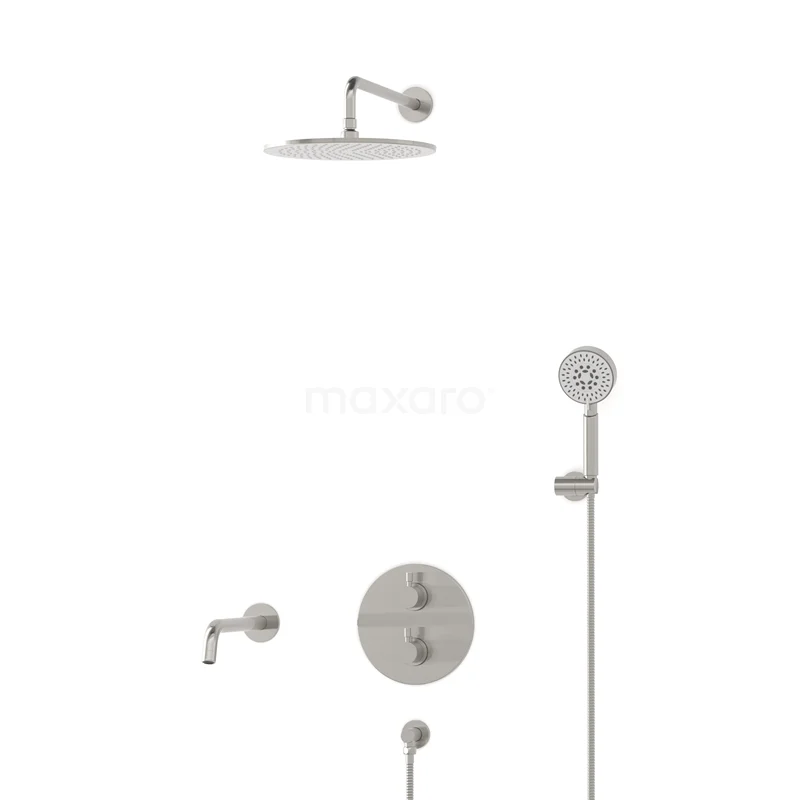 Radius Built-in Bath tap with rain shower | Stainless steel Thermostatic DIR55-00102