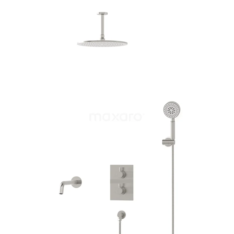Radius Built-in Bath tap with rain shower | Stainless steel Thermostatic DIR55-00107