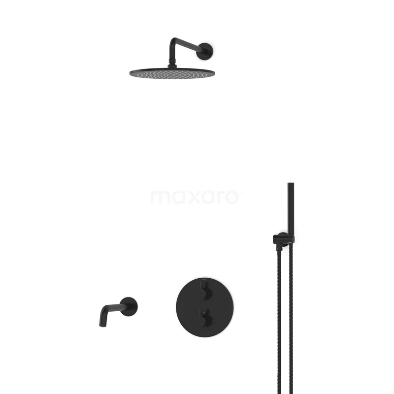 Radius Built-in Bath tap with rain shower | Black Thermostatic DIZ55-00006