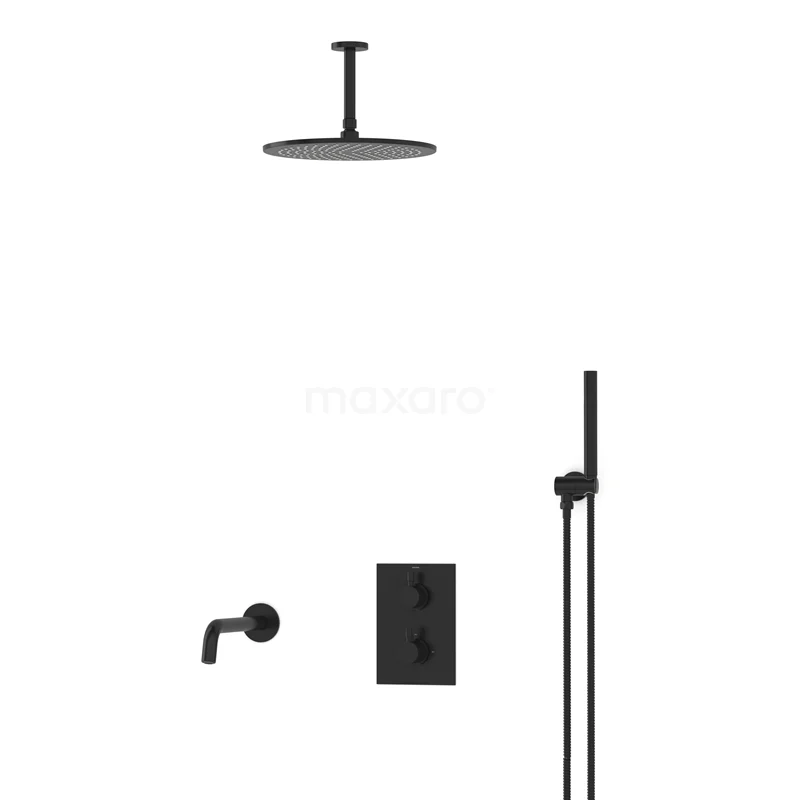 Radius Einbau Badewannenarmatur mit Regendusche | Schwarz Thermostatisch DIZ55-00011 Radius Einbau Badewannenarmatur mit Regendusche | Schwarz Thermostatisch DIZ55-00011