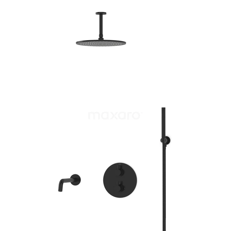 Radius Built-in Bath tap with rain shower | Black Thermostatic DIZ55-00024