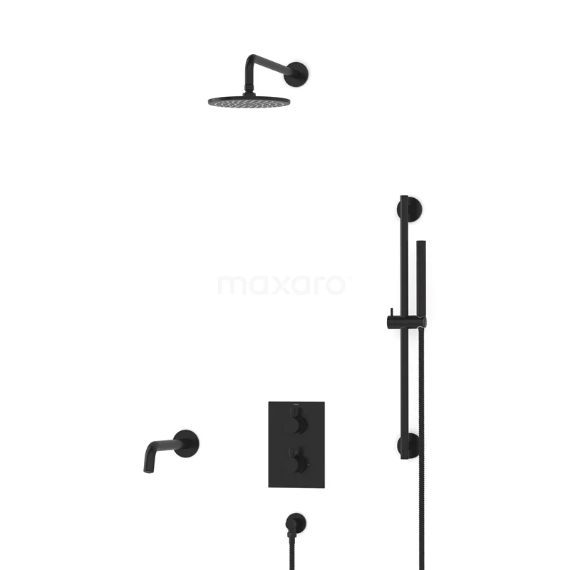 Radius Built-in Bath tap with rain shower | Black Thermostatic DIZ55-00025