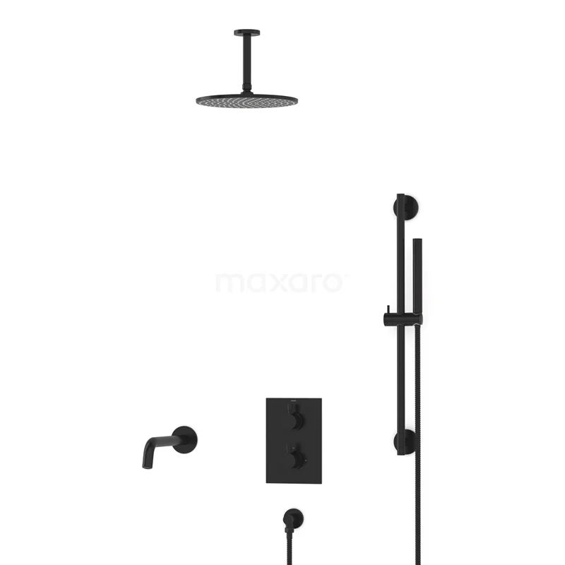 Radius Built-in Bath tap with rain shower | Black Thermostatic DIZ55-00033
