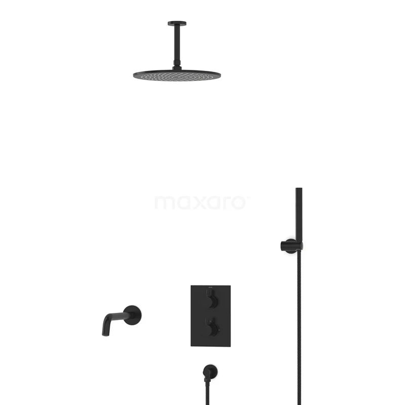 Radius Built-in Bath tap with rain shower | Black Thermostatic DIZ55-00047