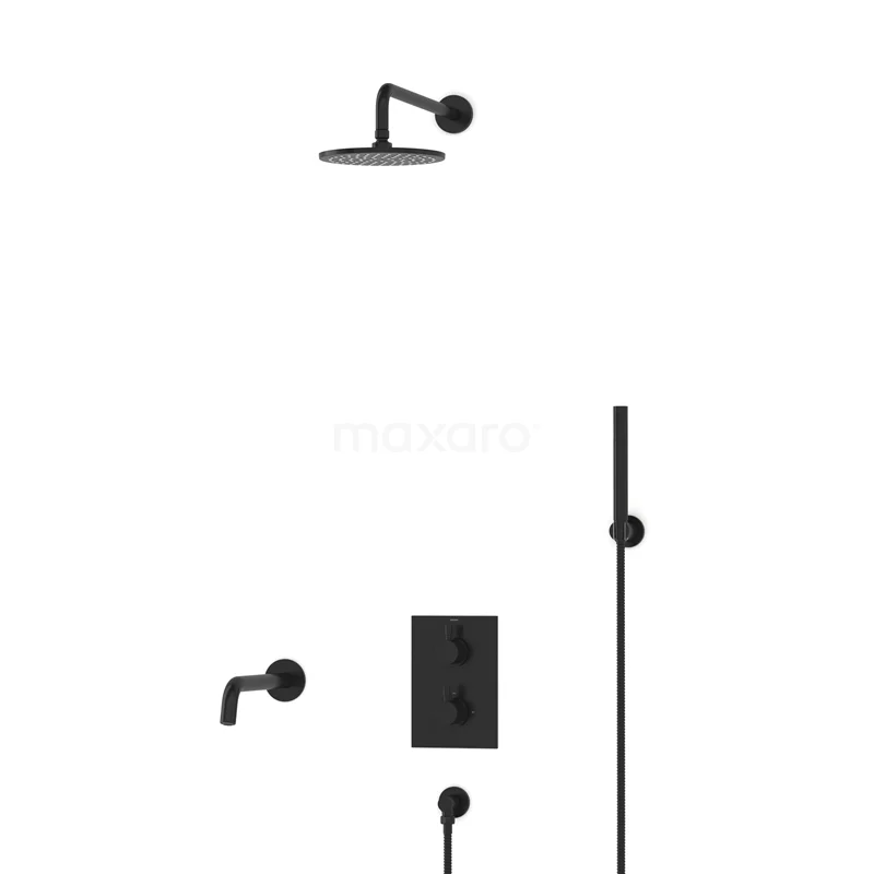 Radius Built-in Bath tap with rain shower | Black Thermostatic DIZ55-00049