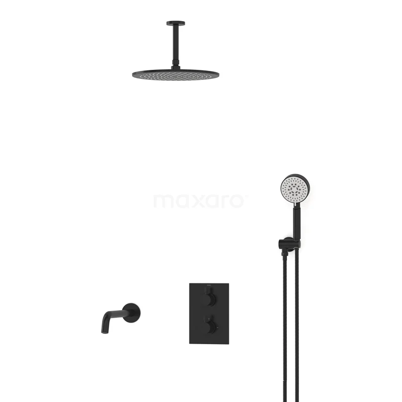 Radius Built-in Bath tap with rain shower | Black Thermostatic DIZ55-00071