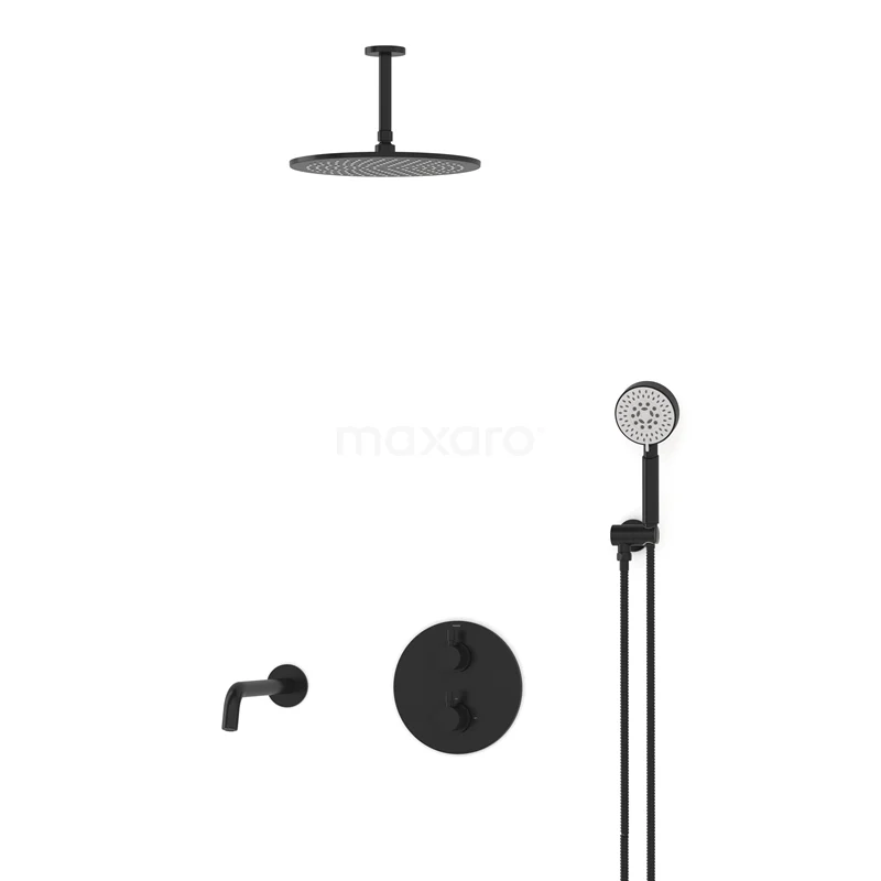 Radius Built-in Bath tap with rain shower | Black Thermostatic DIZ55-00072