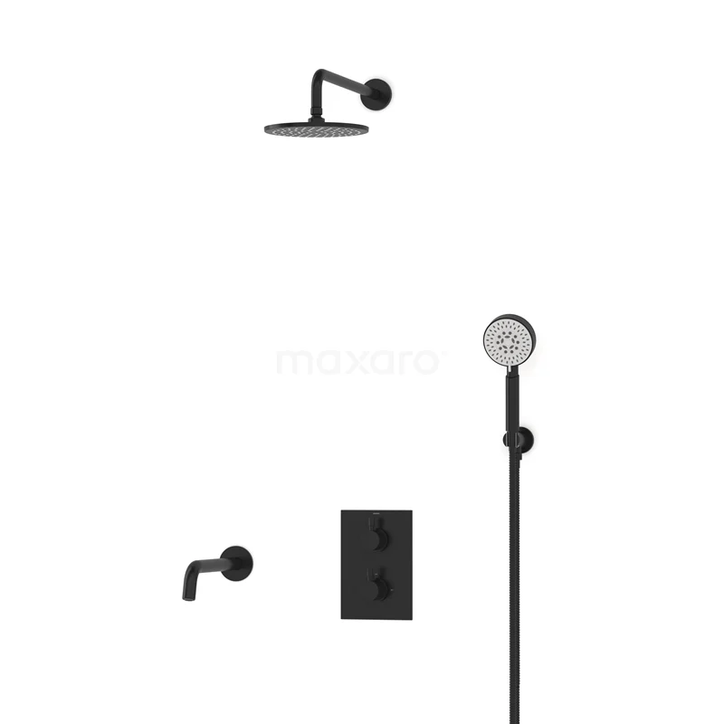 Radius Built-in Bath tap with rain shower | Black Thermostatic DIZ55-00073
