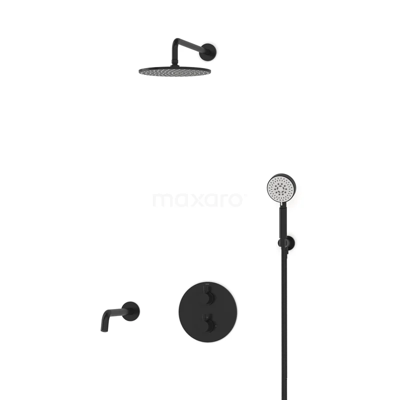 Radius Built-in Bath tap with rain shower | Black Thermostatic DIZ55-00076