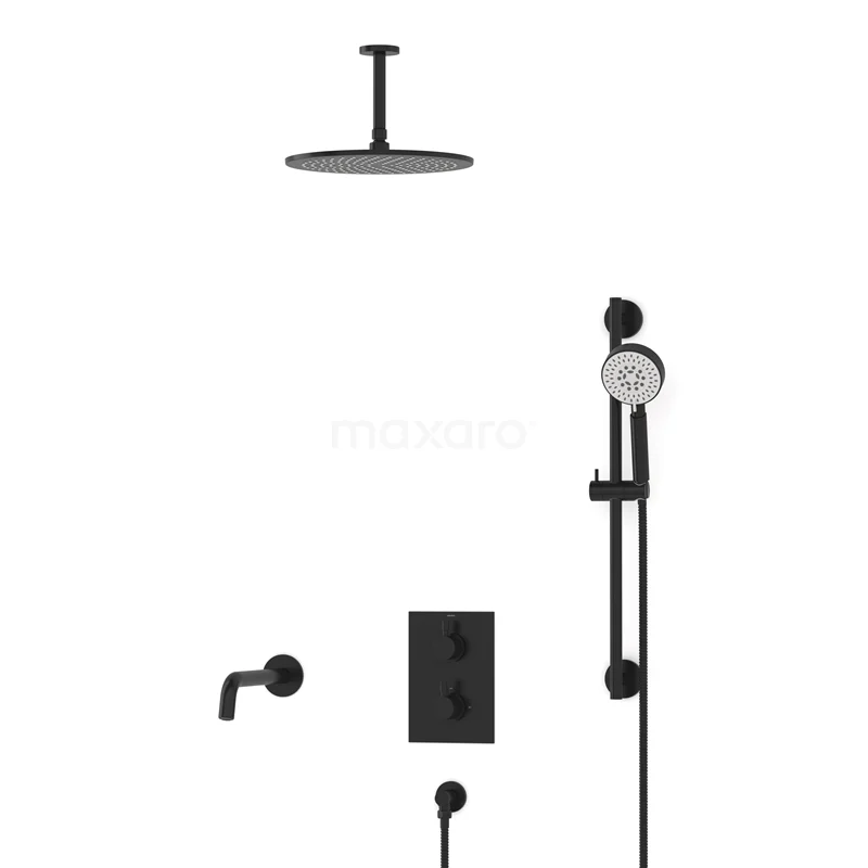 Radius Built-in Bath tap with rain shower | Black Thermostatic DIZ55-00095