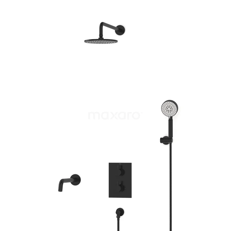 Radius Built-in Bath tap with rain shower | Black Thermostatic DIZ55-00097