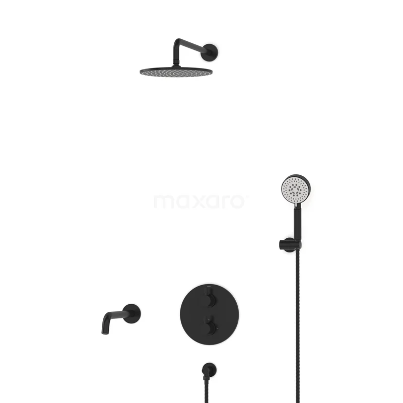 Radius Built-in Bath tap with rain shower | Black Thermostatic DIZ55-00100