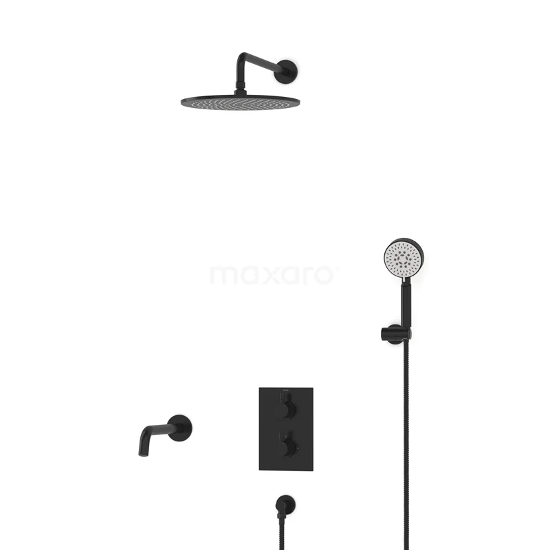 Radius Built-in Bath tap with rain shower | Black Thermostatic DIZ55-00101