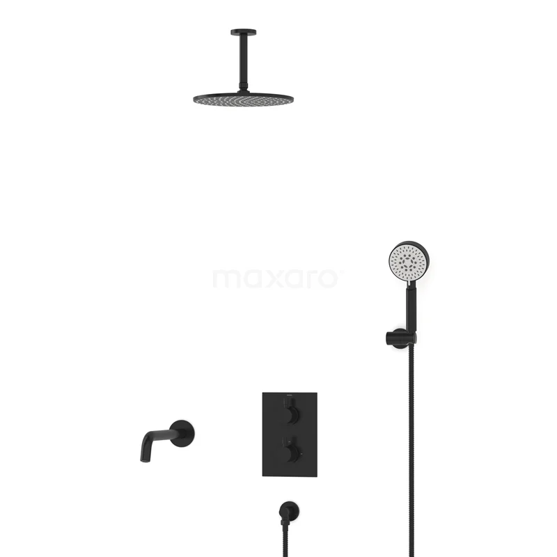 Radius Built-in Bath tap with rain shower | Black Thermostatic DIZ55-00105