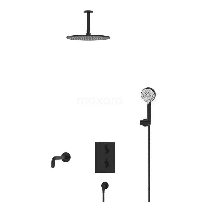 Radius Built-in Bath tap with rain shower | Black Thermostatic DIZ55-00107