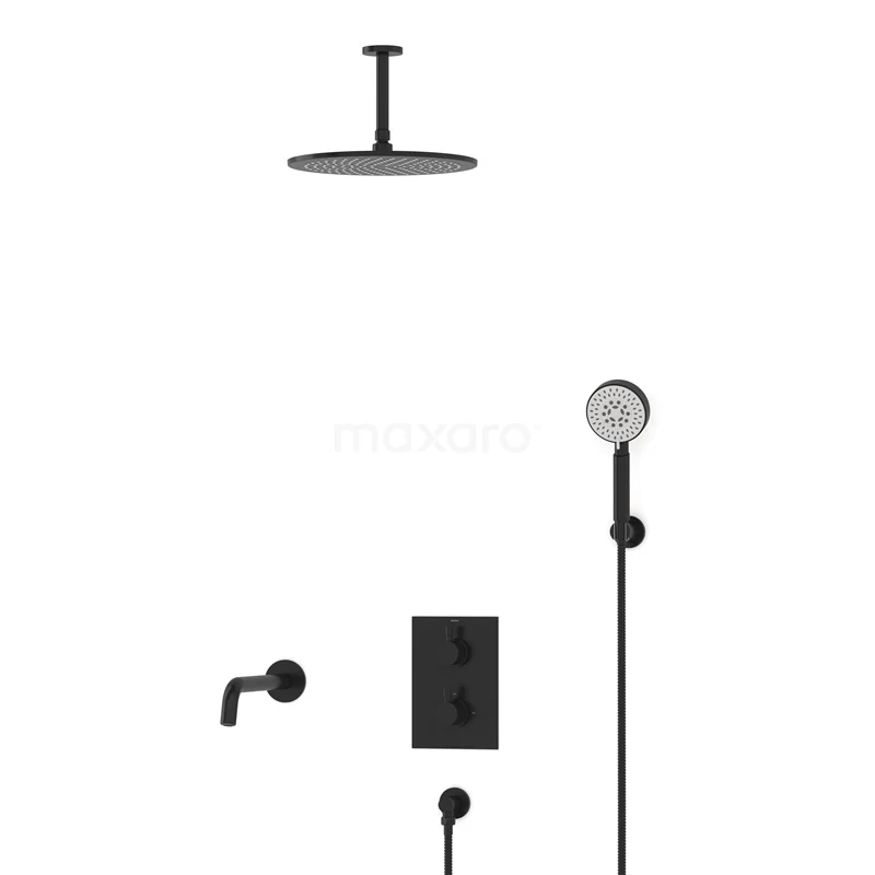 Radius Built-in Bath tap with rain shower | Black Thermostatic DIZ55-00119