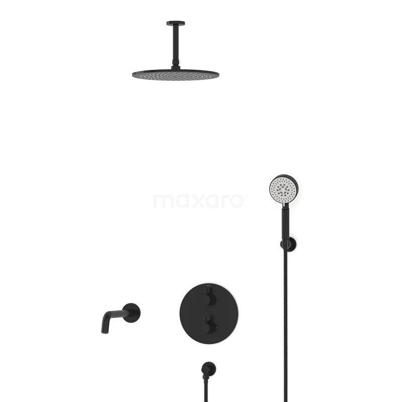 Radius Built-in Bath tap with rain shower | Black Thermostatic DIZ55-00120