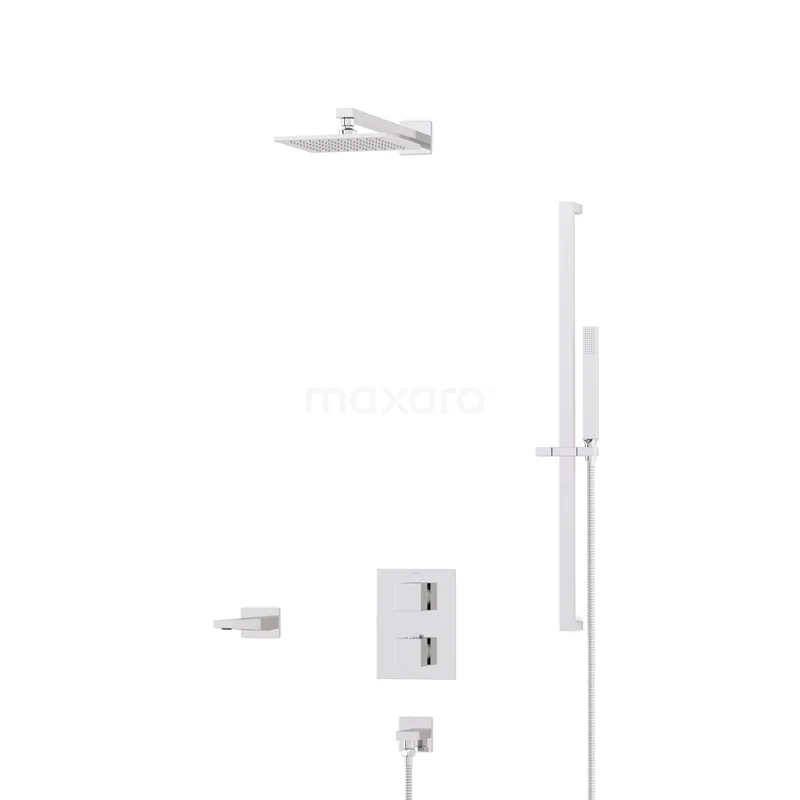 Cubic Built-in Bath tap with rain shower | Chrome Thermostatic DIC22-00064