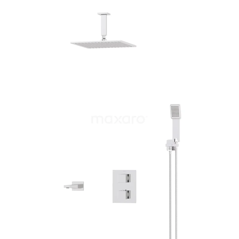 Cubic Built-in Bath tap with rain shower | Chrome Thermostatic DIC22-00226