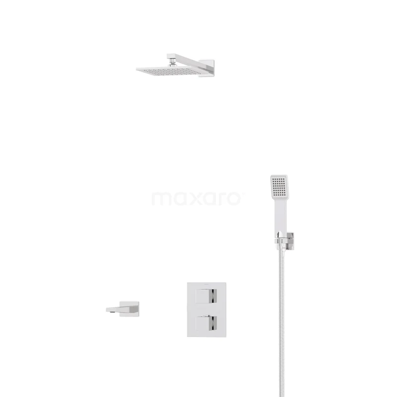 Cubic Built-in Bath tap with rain shower | Chrome Thermostatic DIC22-00232