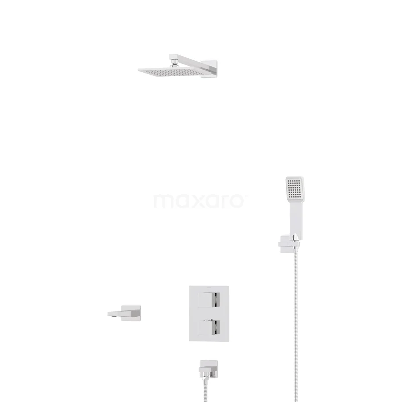 Cubic Built-in Bath tap with rain shower | Chrome Thermostatic DIC22-00295