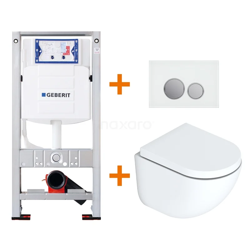 Toilet set Matte white with Easy clean + Geberit UP320 concealed cistern TOI032