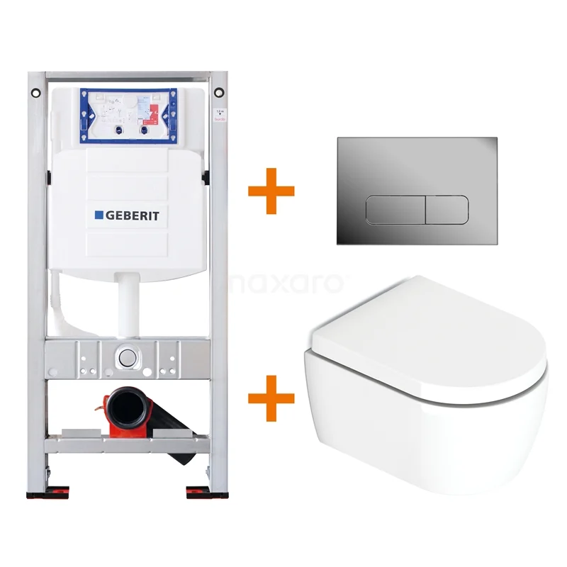 Toilet set Gloss white with rim + Geberit UP320 concealed cistern TOI039