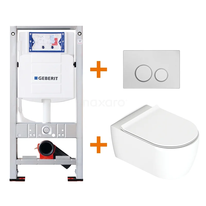 Toilet set Gloss white with rim + Geberit UP320 concealed cistern TOI048