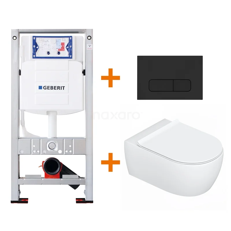 Toilet set Gloss white with Easy clean + Geberit UP320 concealed cistern TOI115