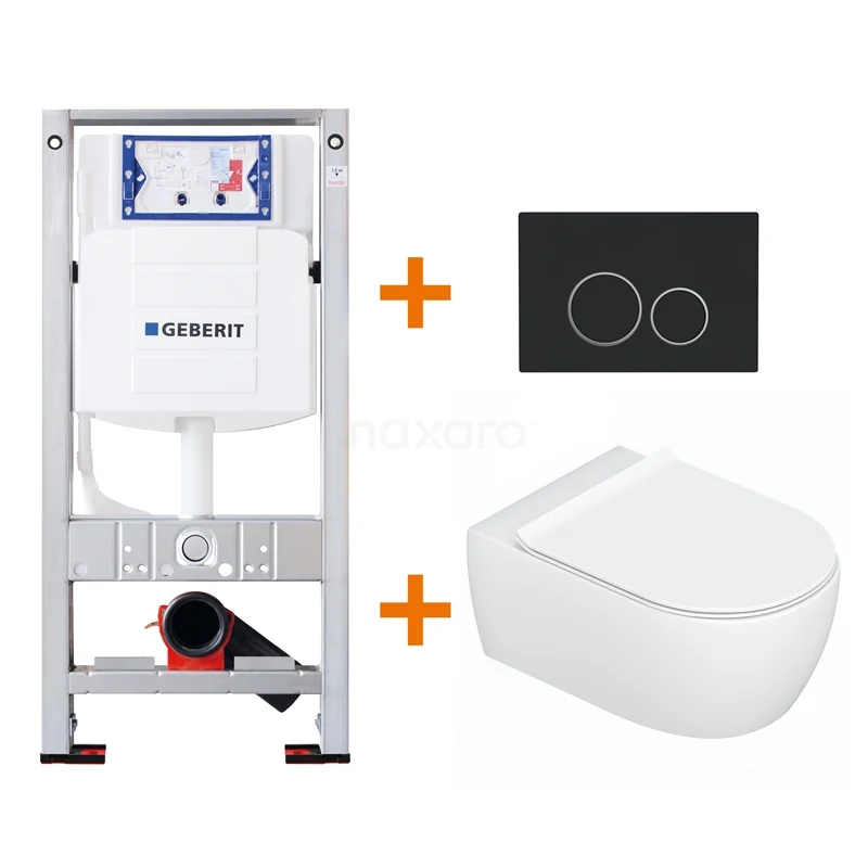Toilet set Gloss white with Easy clean + Geberit UP320 concealed cistern TOI117
