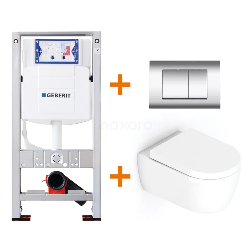 Toilet set Gloss white with Easy clean + Geberit UP320 concealed cistern TOI118