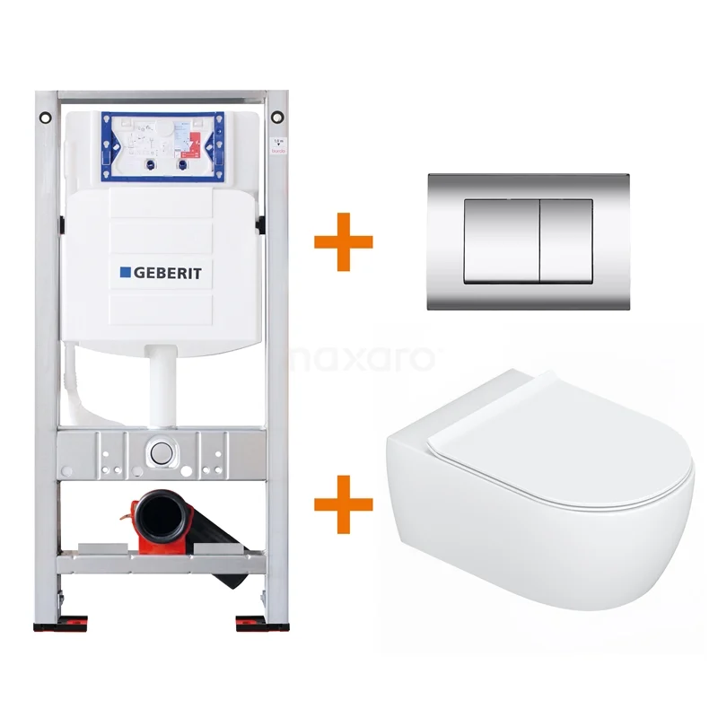 Toilet set Gloss white with Easy clean + Geberit UP320 concealed cistern TOI119