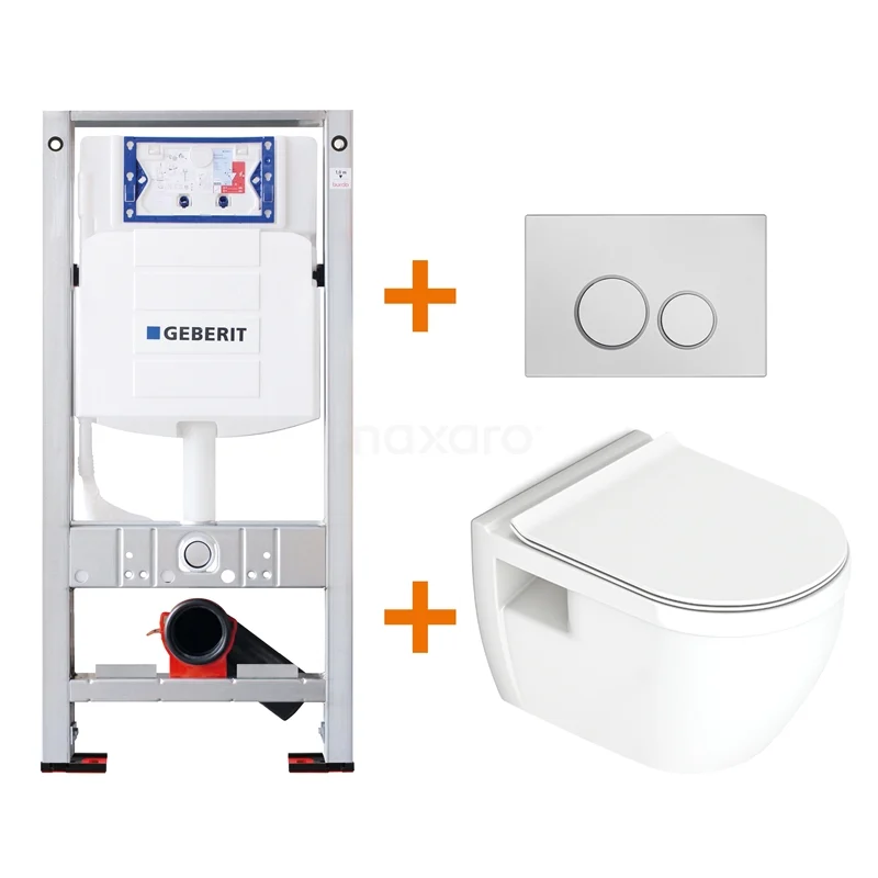 Toilet set Gloss white with Easy clean + Geberit UP320 concealed cistern TOI254