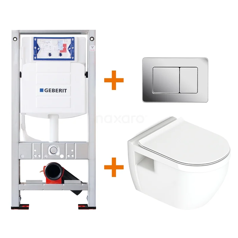 Toilet set Gloss white with Easy clean + Geberit UP320 concealed cistern TOI256