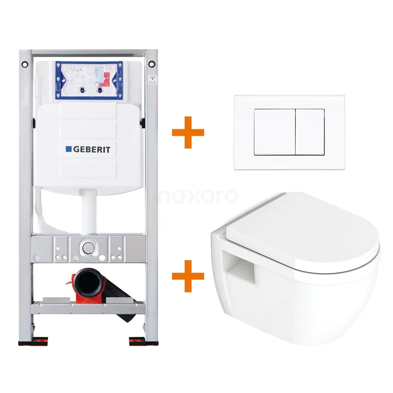 Toilet set Gloss white with Easy clean + Geberit UP320 concealed cistern TOI709