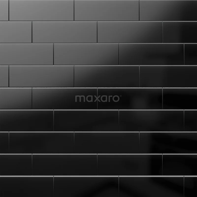 Mono Wall tile | 10x30cm Uni Black Glossy 501-080103
