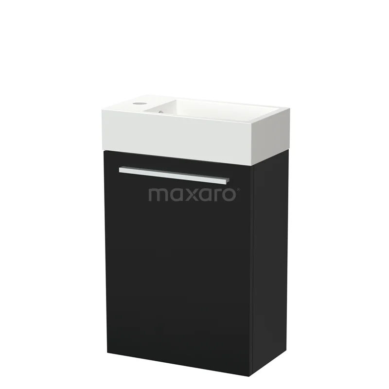 Canto Toilet furniture with basin | 40 cm Matte black Flat front Mineral marble TMW05-00012