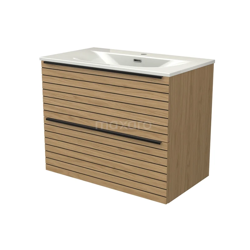 Modulo Waschtische | 80 cm Natürliches Furnier Streifen front Keramik 2 übereinanderliegende Schubladen BMW17-05198 Modulo Waschtische | 80 cm Natürliches Furnier Streifen front Keramik 2 übereinanderliegende Schubladen BMW17-05198