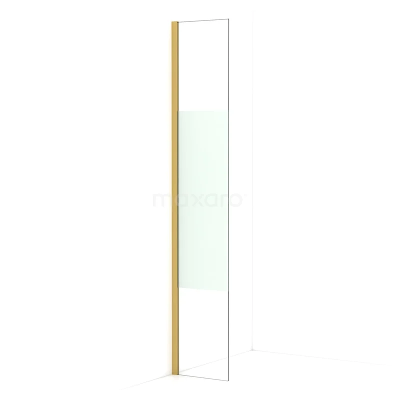 Diamond Walk-in shower | 30 cm Gold Clear with matt strip Fixed wall IDA03013GGN