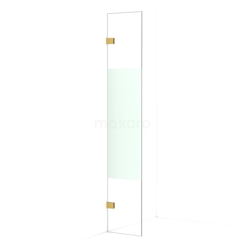 Diamond Walk-in shower | 30 cm Gold Clear with matt strip Fixed wall IDA03023GG
