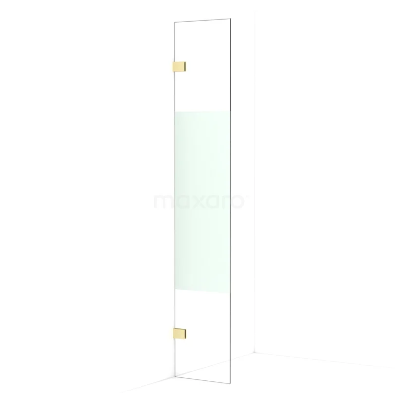 Diamond Walk-in shower | 30 cm Light gold Clear with matt strip Fixed wall IDA03023LG